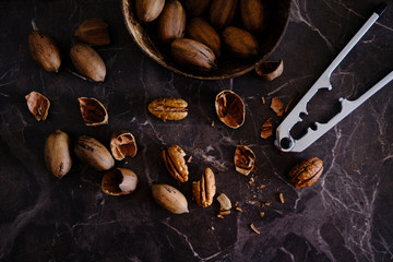 Fresh Pecan Nuts with husks