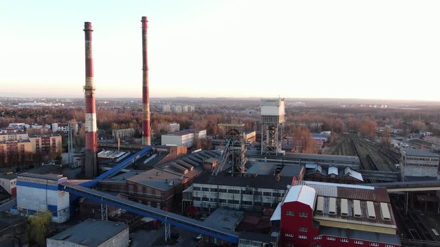 Coalmine, mine, mining shaft, industrial chimney