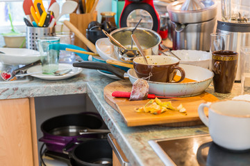Messy and dirty kitchen - Compulsive Hoarding Syndrom -