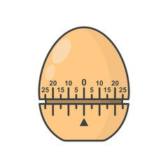 Egg shaped kitchen timer icon. Simple cartoon image. Isolated vector on a white background.
