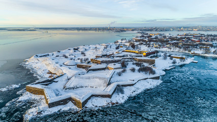 Aerial view of Suomenlinna fort in Helsinki, Finland
