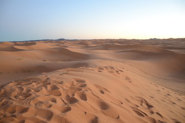 Fototapeta na wymiar Merzouga is a small Moroccan town in the Sahara Desert, near the Algerian border. 