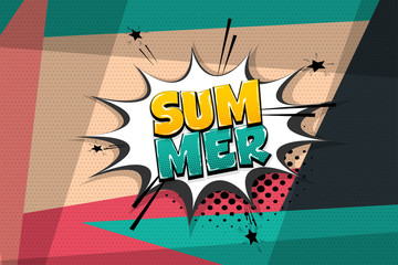 Summer comic text speech bubble pop art