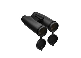 Modern binoculars isolate on white back. Surveillance device. Device for viewing at a distance.