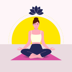 Obraz na płótnie Canvas Woman in the lotus position yoga