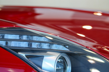 Close up of sports car headlight