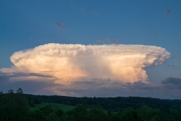 Cumulonimbus capillatus cloud with developed towering structure
