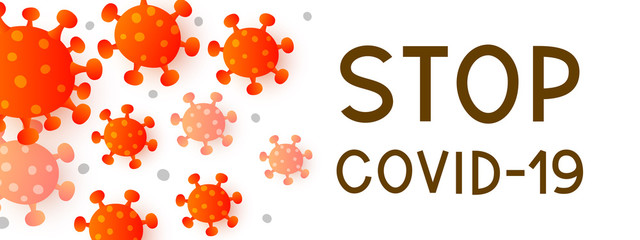 Red coronavirus isolated on white background - concept of covid-19 pandemic - horizontal banner for Your design