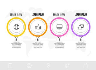 Business diagram with 4 circular elements with arrows. Vector flat concept of four business options to choose from. Infographics modern design for flowchart, timeline, web, graph, presentation