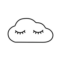 Isolated white clouds with eyelashes, icon.