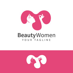 Beauty Woman Silhouette vector logo template. This is high resolution, creative and unique. Abstract design concept for beauty salon, massage, magazine, cosmetic and spa. Premium vector icon.