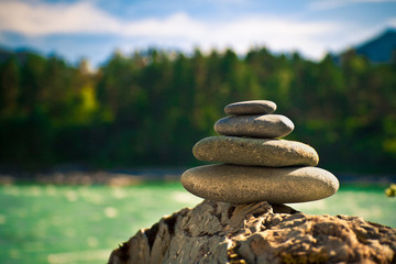 Fototapeta na wymiar balancing zen stones on the coast