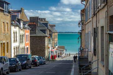 Cancale in the North of France with beach and clear sky