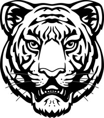 Tiger Head Line Art, Wild Mammal Illustration