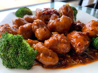 Sweet and sour dish with broccoli