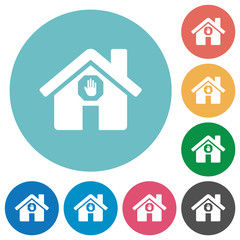 Home quarantine flat round icons