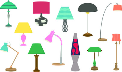A set of lamp icon illustrations