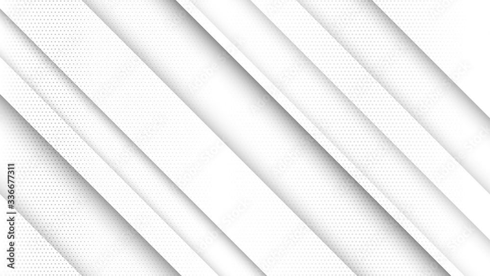 Poster Abstract white and gray gradient background. Halftone dots design background. Gray dotted halftone backdrop. Vector Illustration. Geometric backdrop. Dotted texture template. Dots grunge texture.