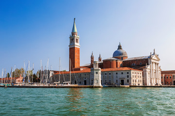 Fototapeta na wymiar Cathedral San Giorgio Maggiore on the island of San Giorgio Maggiore. Venice, Italy