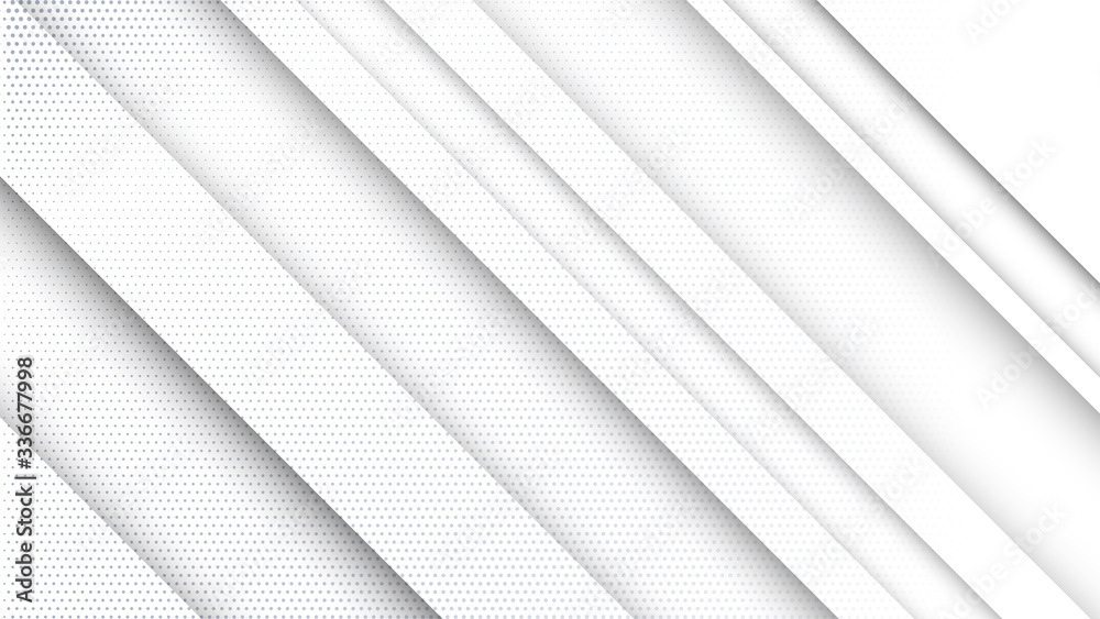 Poster Abstract white and gray gradient background. Halftone dots design background. Gray dotted halftone backdrop. Vector Illustration. Geometric backdrop. Dotted texture template. Dots grunge texture.