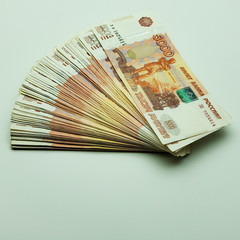 savings of Russian money at home, Russian currency, savings for a large purchase.