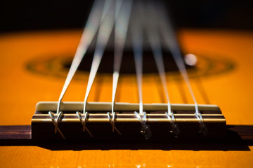 Fototapeta premium acoustic guitar strings close up