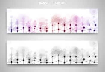 Fototapeta premium Banners and headers for site with molecules