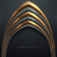 Abstract gold and silver arch template background