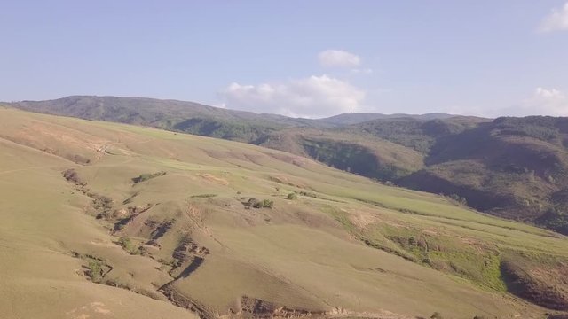 Mountains and green hills in Santander Colombia. Drone Aerial Fly Over