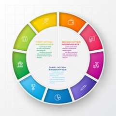 Circle infographic template with 3 options,Vector illustration.