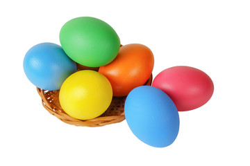 Colorful Easter eggs in the basket