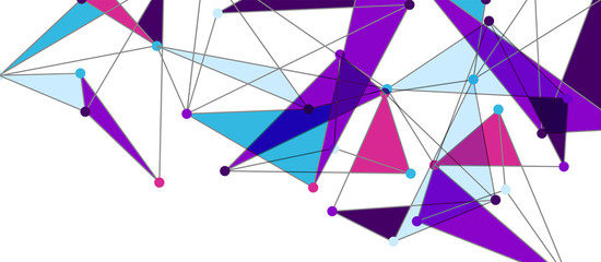 Line points connections, triangular technology design. Abstract geometric background