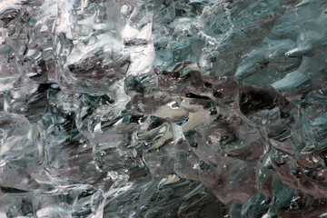 Blue iceberg. Jokulsarlon glacier lake. Glacier floating on the water. Detail view of iceberg in ice lagoon - Jokulsarlon, Iceland. Close up.