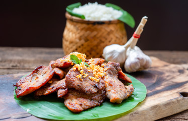Fried Pork with Garlic With sticky rice
