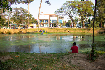 Obraz premium A beautiful view of Siem Reap city at Cambodia.