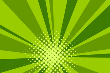 Comic green sunbeam background retro pop art style cartoon