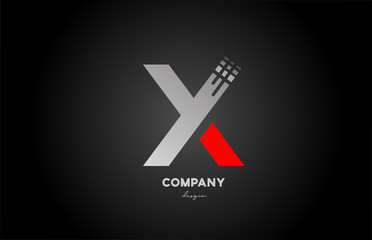 Obraz premium X red grey alphabet letter logo icon design for business and company