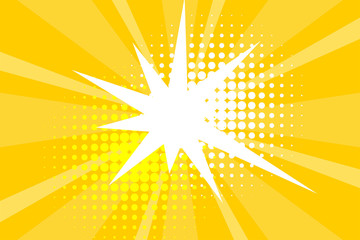 Comic yellow sunbeam background retro pop art style cartoon