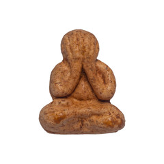 Thai Amulet isolate on a white background. See No Evil Buddha.