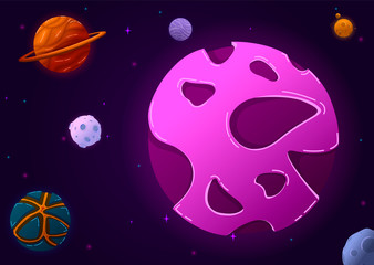 Collection set cartoon planets. 