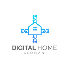 digital home logo design template vector