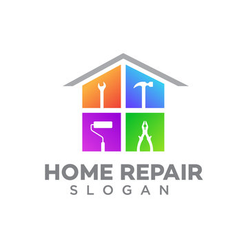 home repair logo design template vector