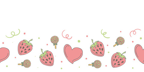 Seamless banner with doodle elements.