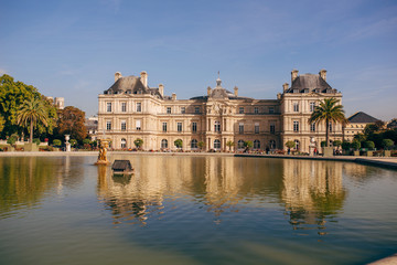 Fototapeta na wymiar Luxembourg Palace in the Luxembourg garden, Left Bank, Latin quarter, Paris