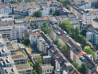 Obraz premium Aerial view of Düsseldorf in Germany seen from the Rhine tower