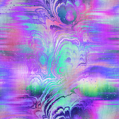 Holographic surreal ombre iridescent blend of purple green and blue with digital pattern overlay. Soft flowing surreal fantasy graphic design. Seamless repeat raster jpg pattern swatch.