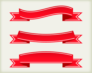 Red vintage ribbon banners.