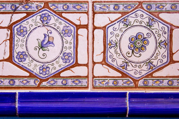 floral ornament on wall, background with decorative building decoration