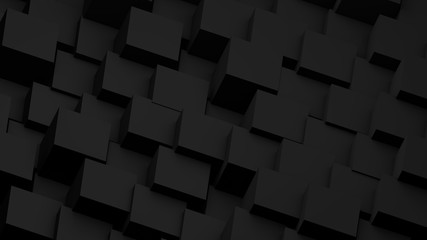 Minimalistic black 3d cubes geometric background. Modern abstract raster illustration, 3d rendering. Raster.