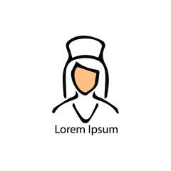 Modern vector nurse. Gynecology clinic linear logo. Outline doctor symbol for polyclinics. Obstetrics design element for sites, hospitals. Medical business logotype, maternity sign